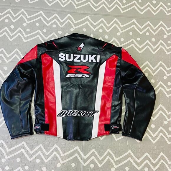 Joe Rocket SUZUKI Moto Racing Motorcycle Leather Jacket Embroidered - Picture 2 of 9